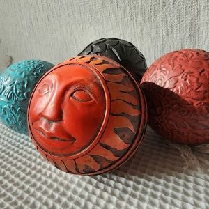 Vintage Decorative Ball Assortment of 4 Sun and floral